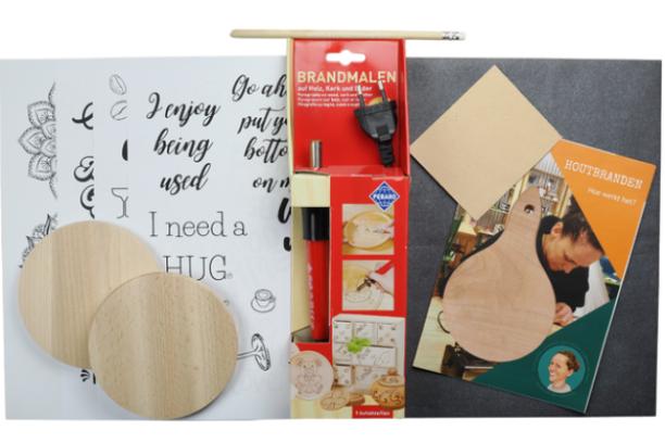 DIY pakket houtbranden / pyrografie ronde onderzetters