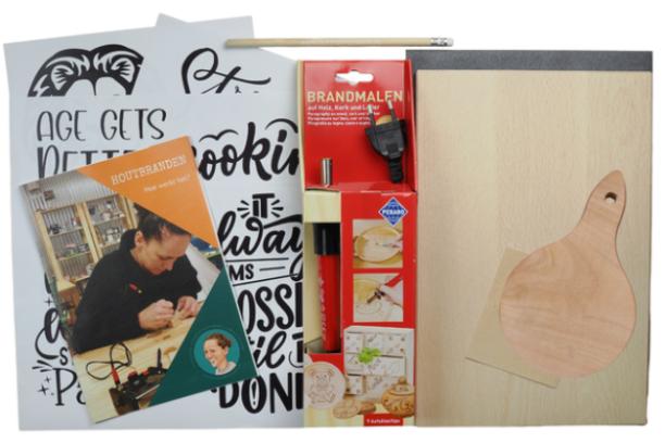 DIY pakket houtbranden / pyrografie a4 snijplank beuken