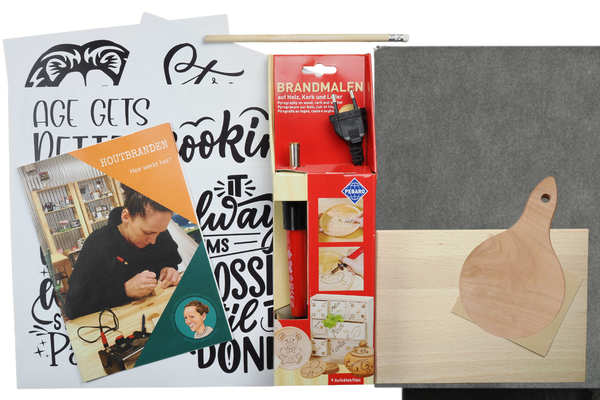 DIY pakket houtbranden / pyrografie a5 snijplank beuken