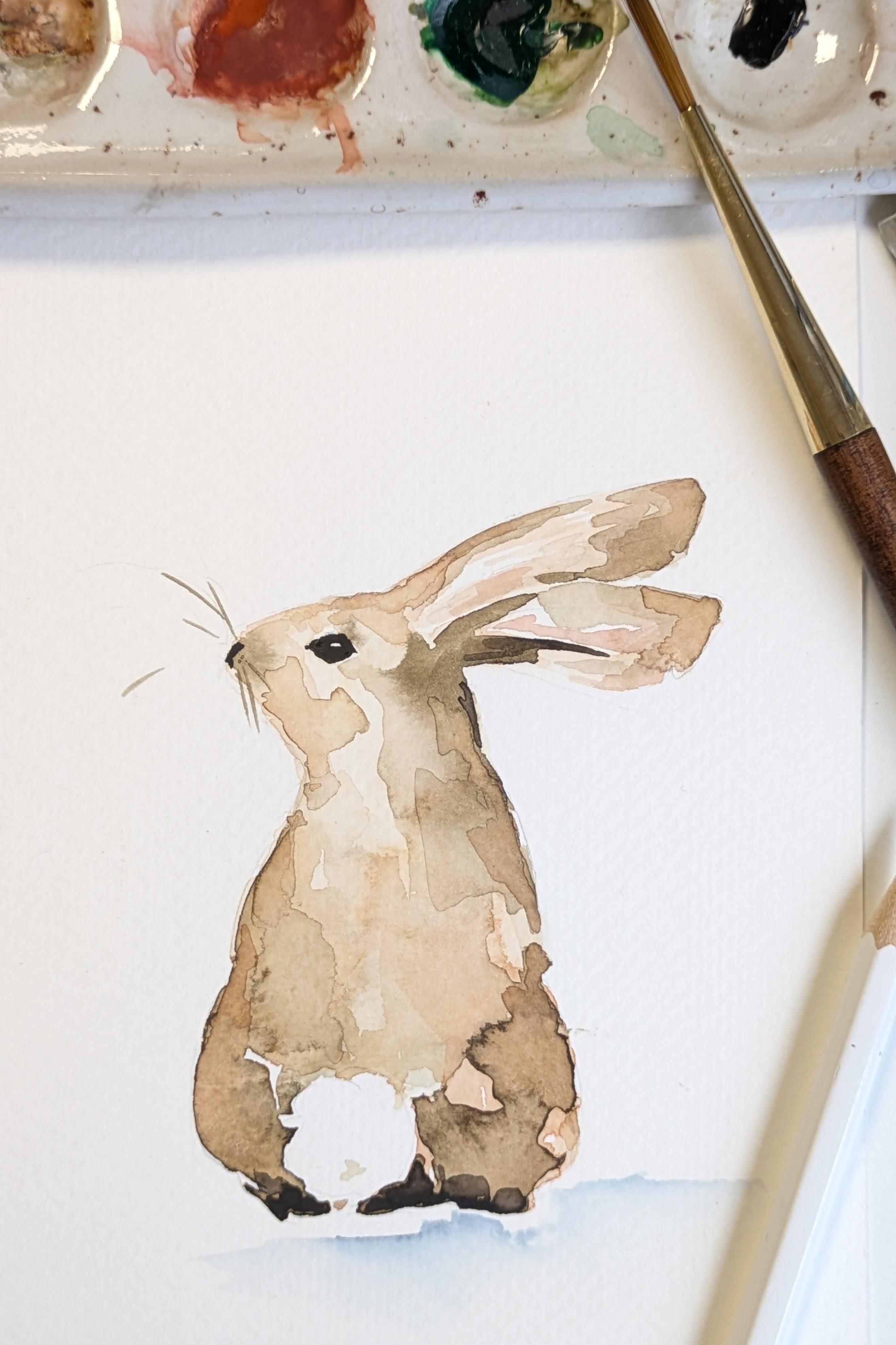 Dag Workshop 'Konijntjes in zacht aquarel' Aquarel schilderen. - Foto