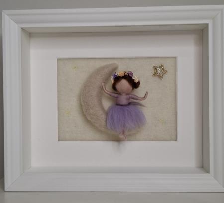 wolschilderij koesterkindje op de maan of wolk