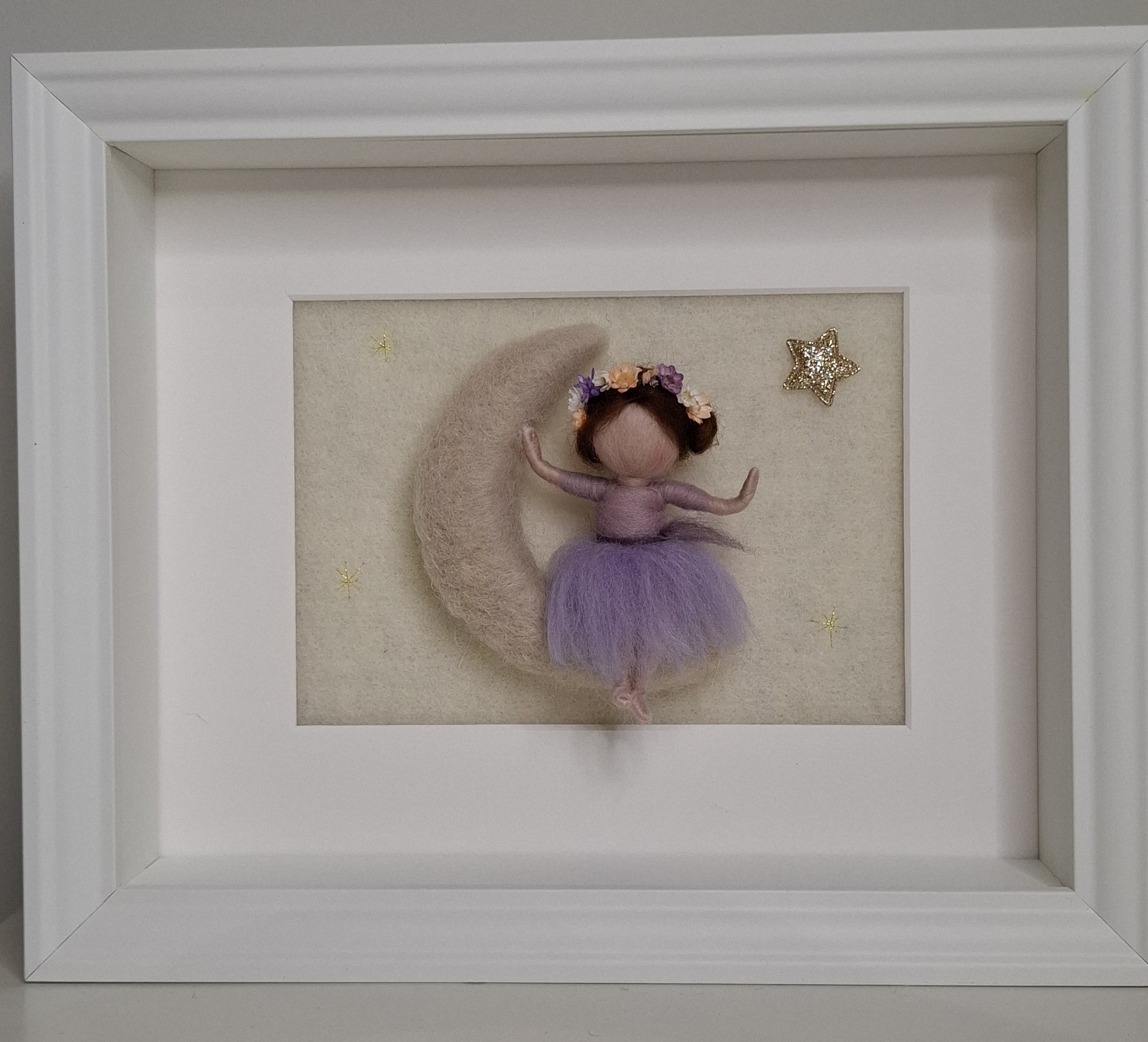 wolschilderij koesterkindje op de maan of wolk