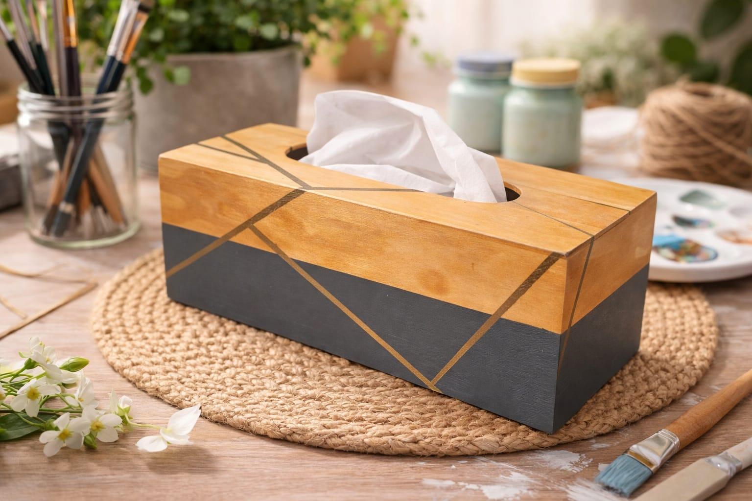 Houten zakdoekendoos schilderen - Foto