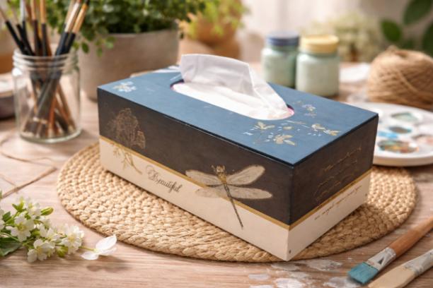 Houten zakdoekendoos schilderen