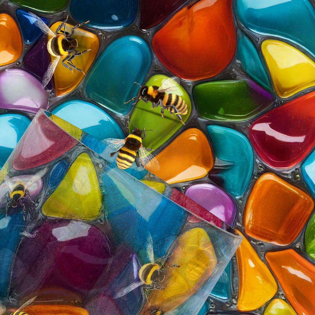 Groepsworkshop rijstpapier op glas - Foto