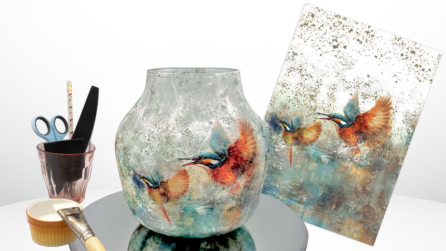 Groepsworkshop rijstpapier op glas - Foto