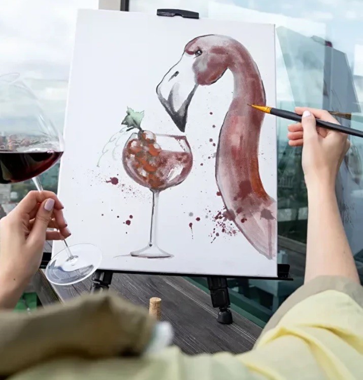 Creatieve workshop ; Wijn op Canvas - Abstract schilderen