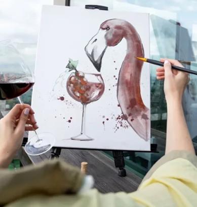 Creatieve workshop ; Wijn op Canvas - Abstract schilderen