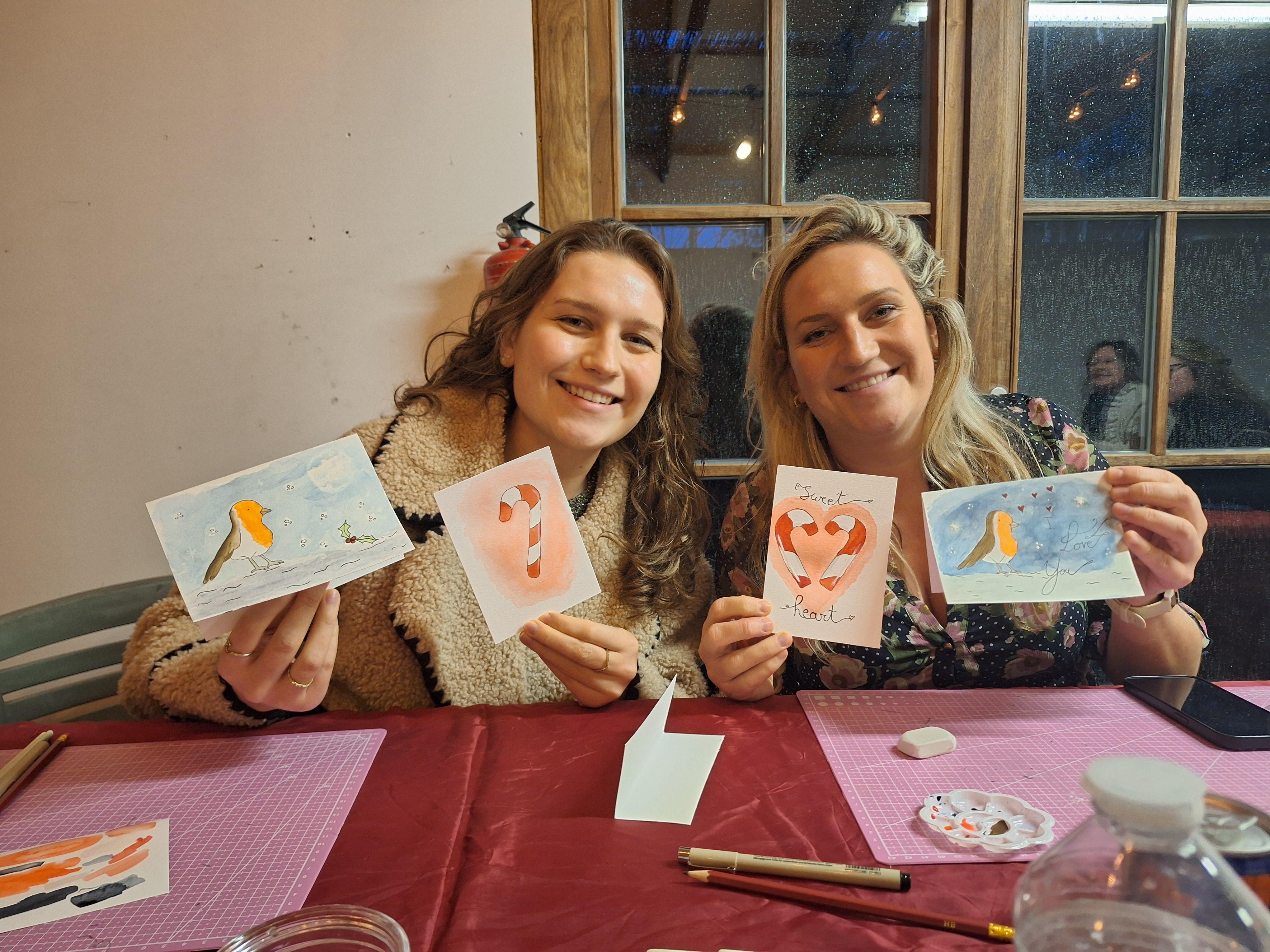 AQUAREL WORKSHOP - MECHELEN - KERSTKAARTEN - Foto