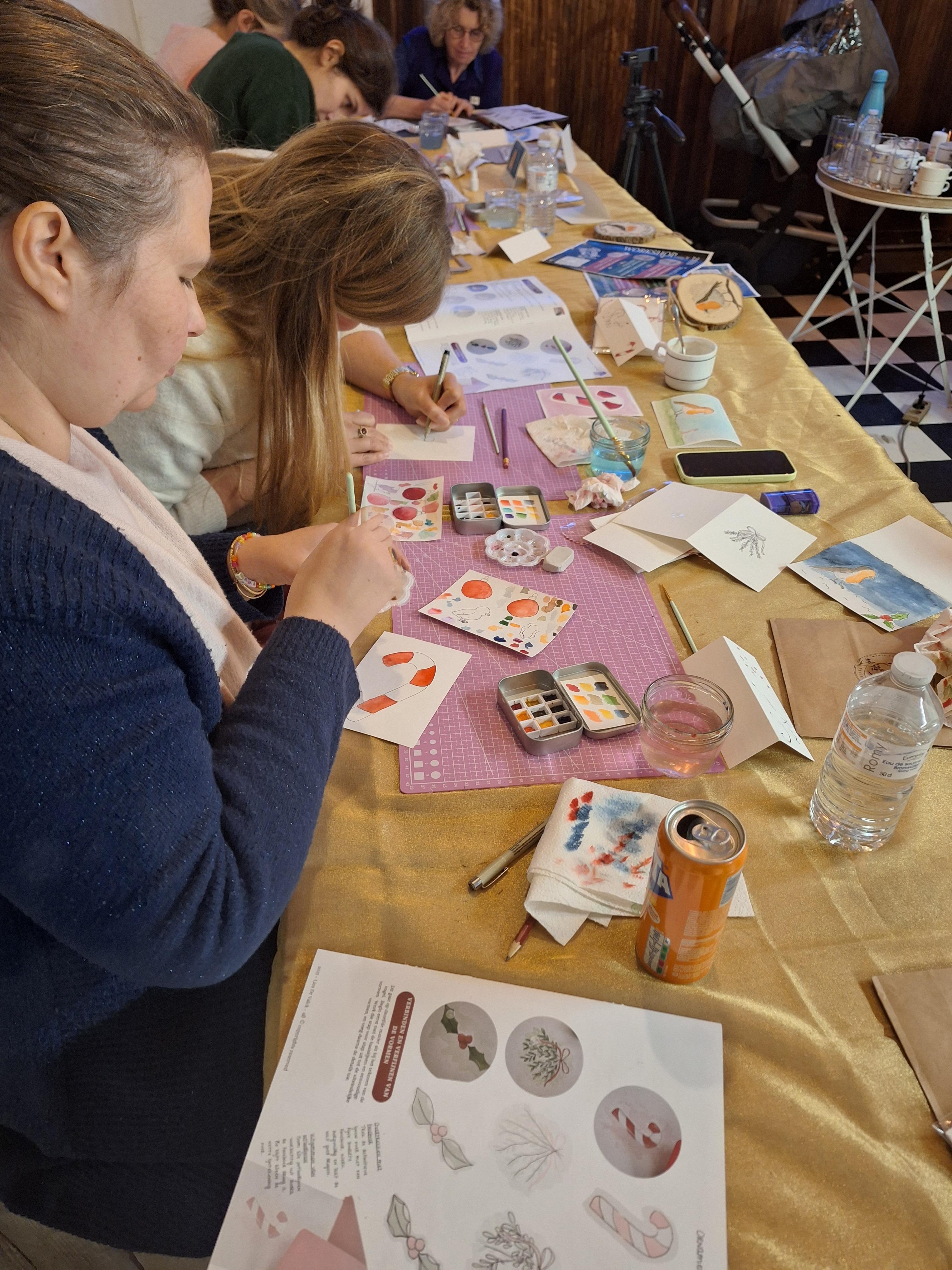 AQUAREL WORKSHOP - MECHELEN - KERSTKAARTEN - Foto
