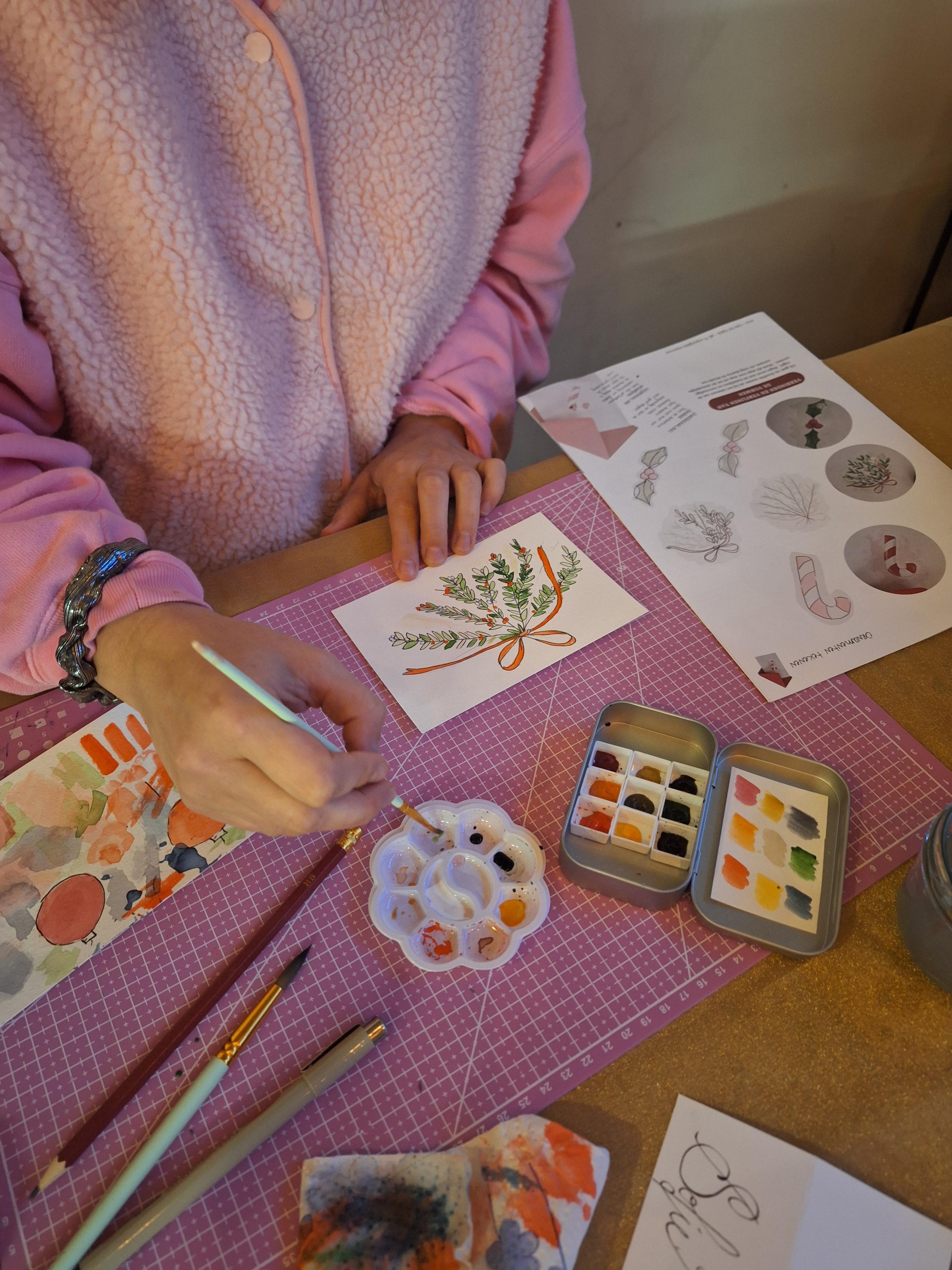 AQUAREL WORKSHOP - MECHELEN - KERSTKAARTEN - Foto