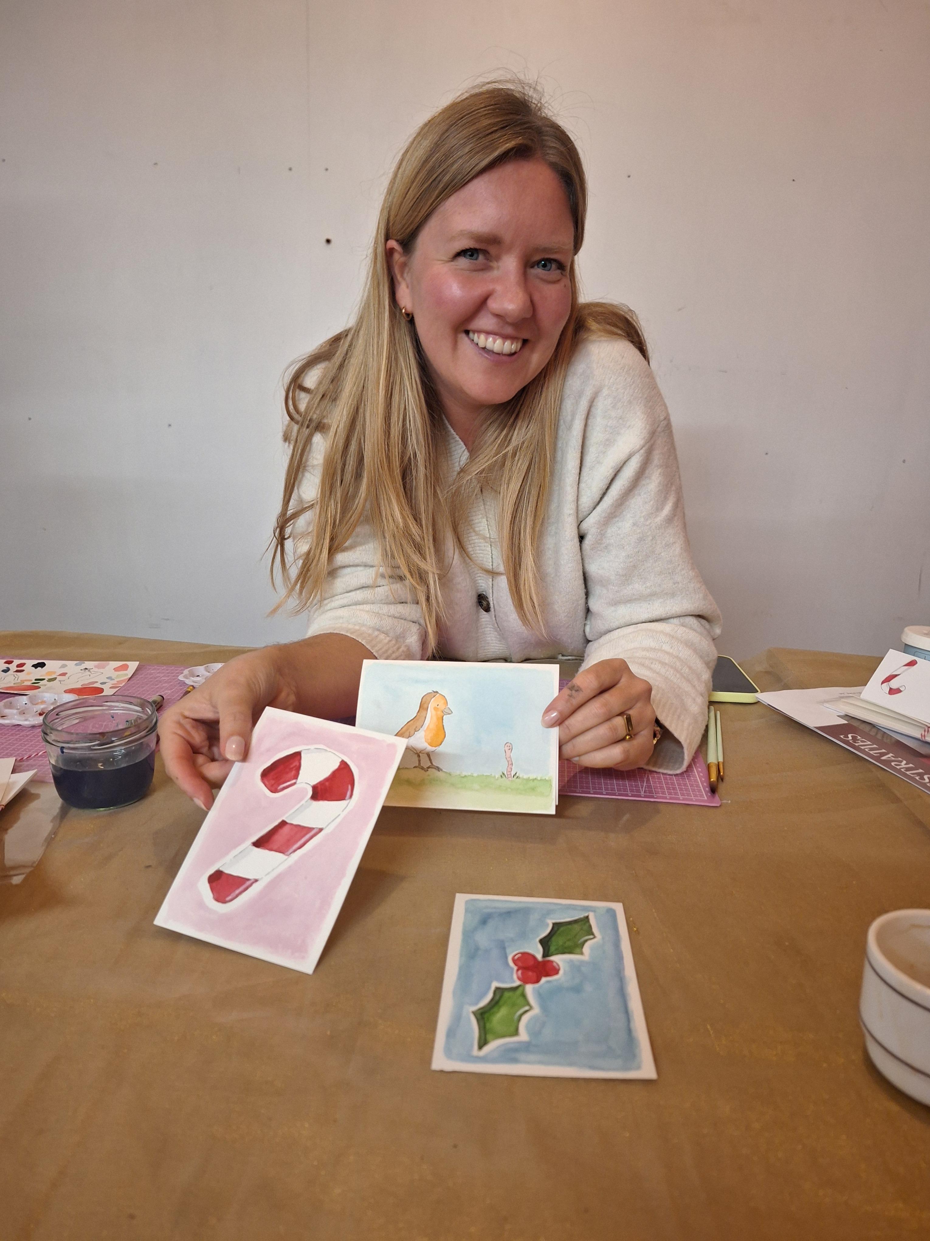 AQUAREL WORKSHOP - MECHELEN - KERSTKAARTEN - Foto