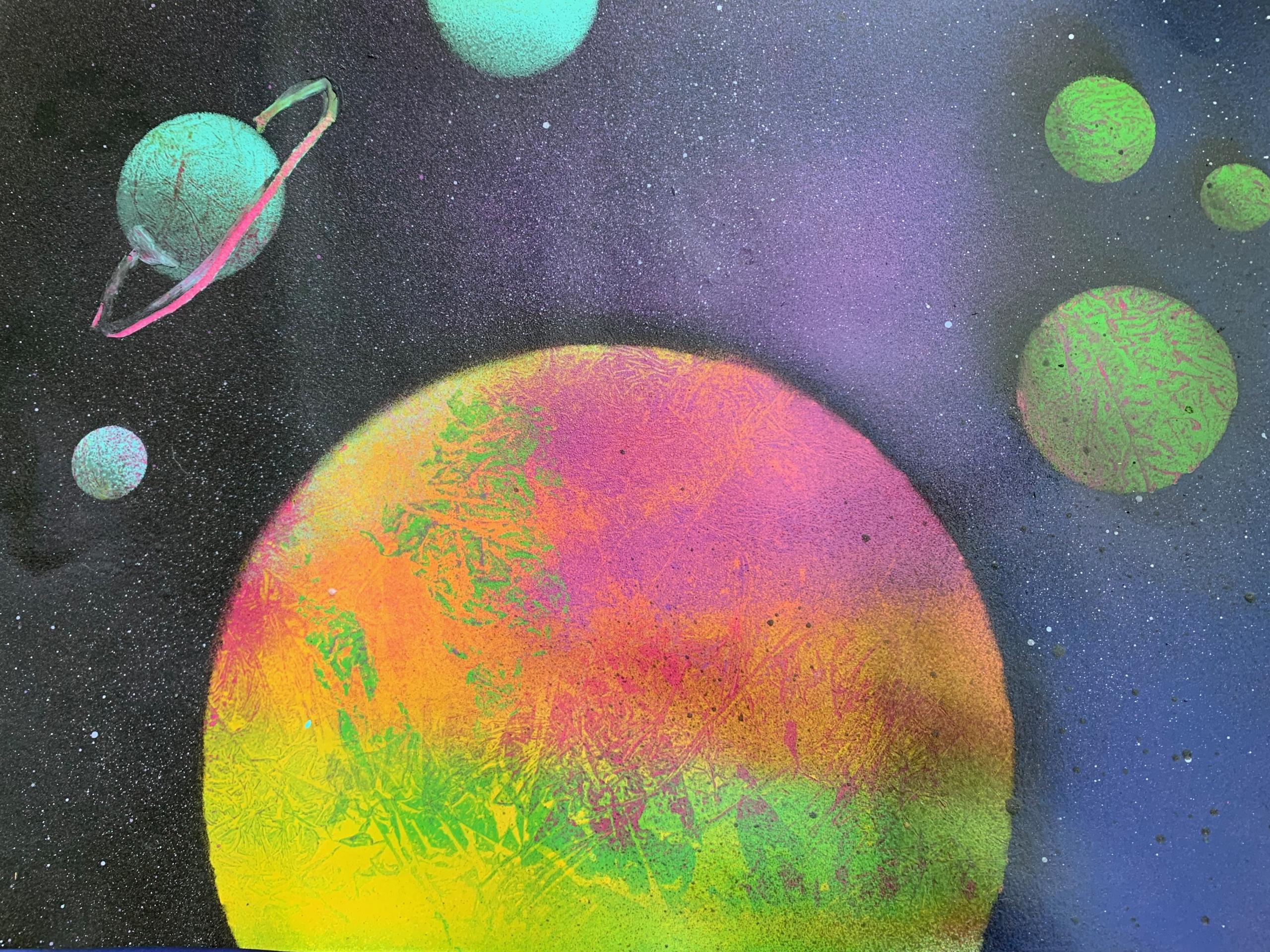 Ouder-tiener 10+: Graffiti stencil art - Foto