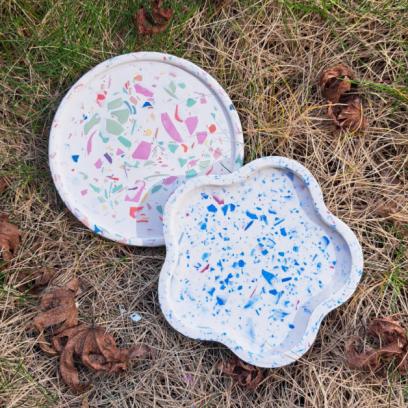 Korte terrazzo workshop voor middelgrote groepen – Maak je eigen terrazzo coasters in 1,5u à 2u