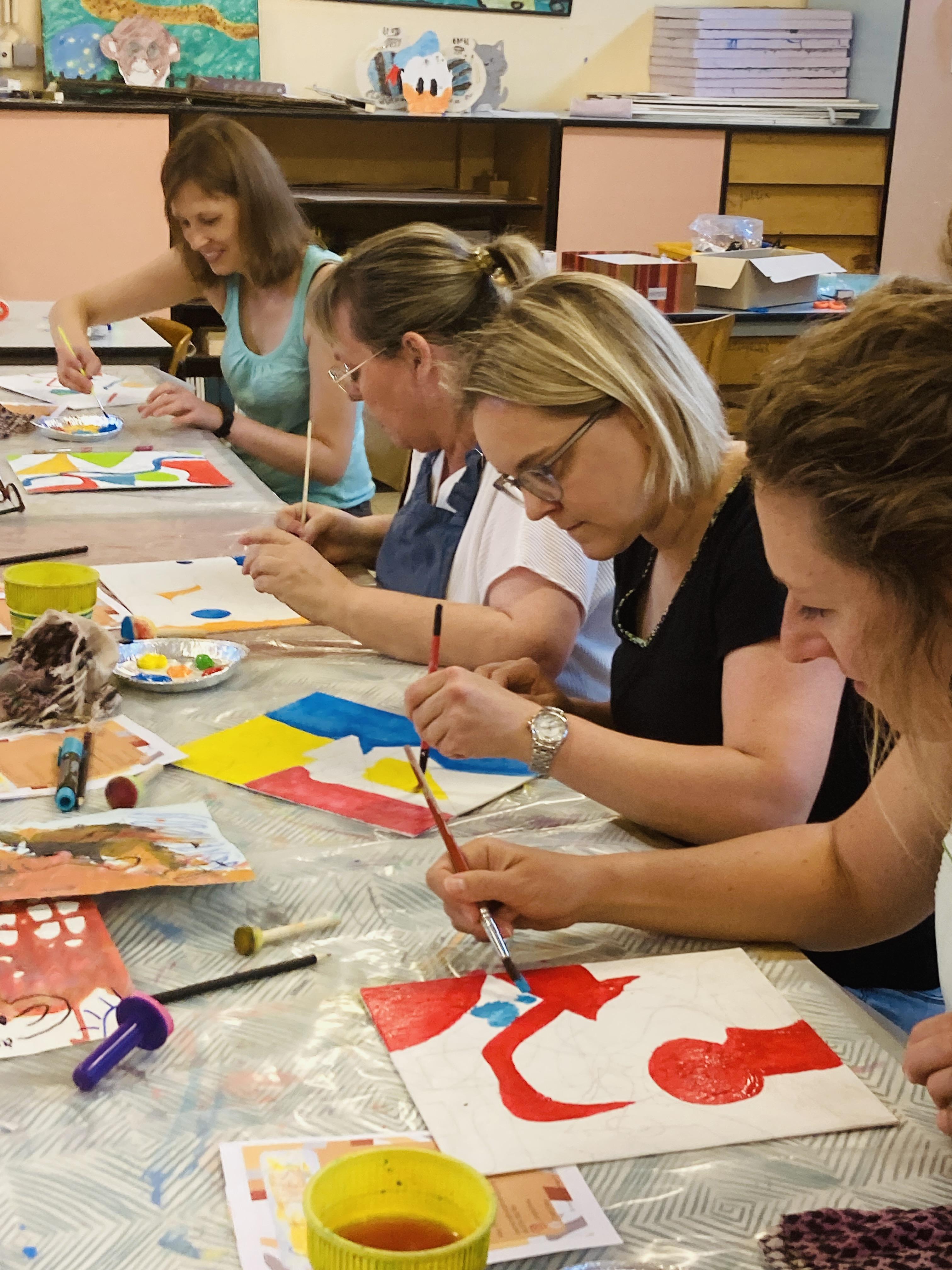 Teambuilding samengesteld schilderij - Foto