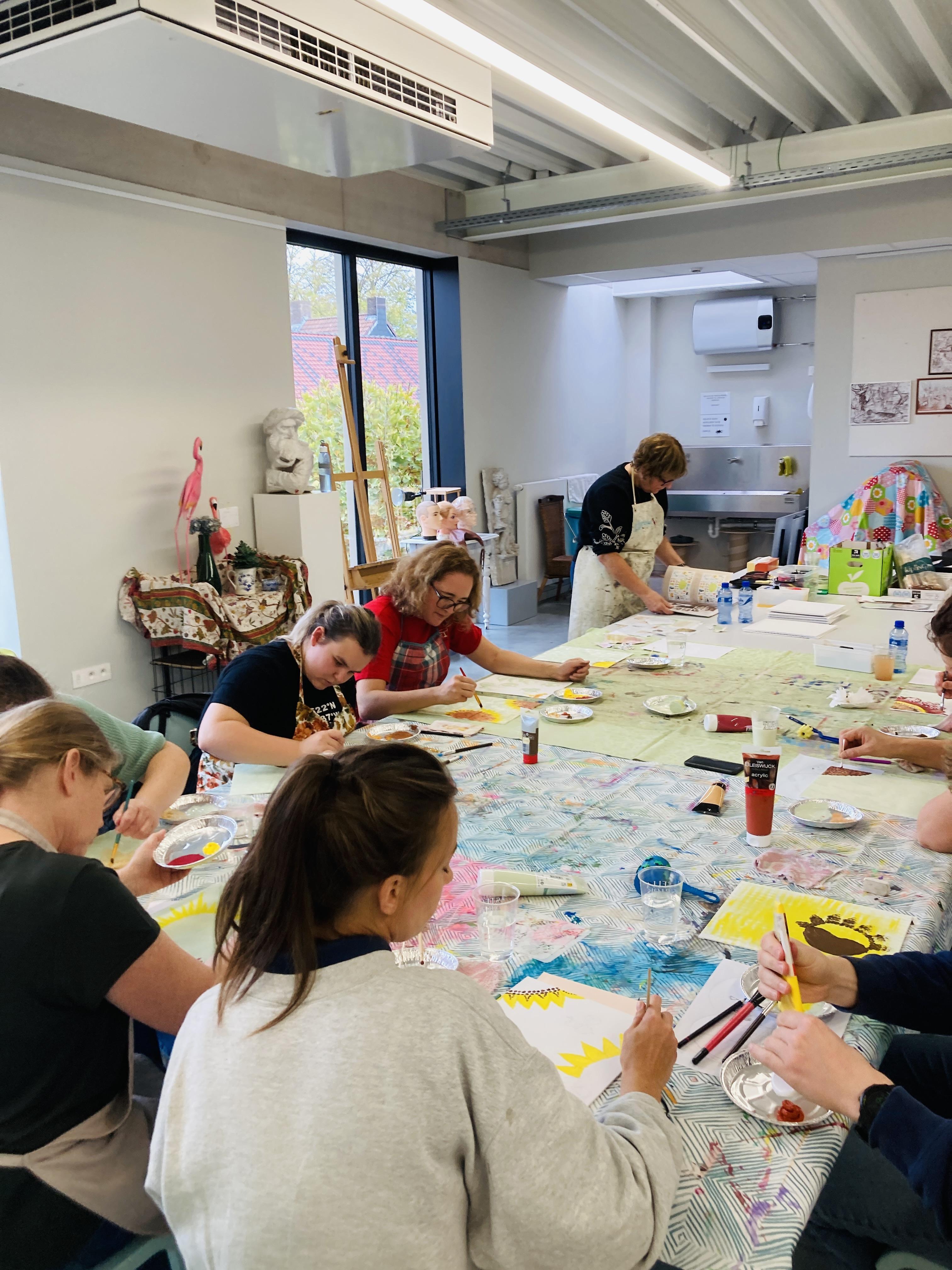 Teambuilding samengesteld schilderij - Foto