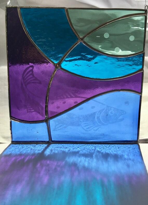 Glas in lood - grote abstracte raamhanger (8u) - Luzatone in Tienen - Foto