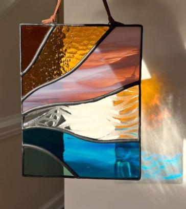Glas in lood - grote abstracte raamhanger (8u) - Luzatone in Tienen