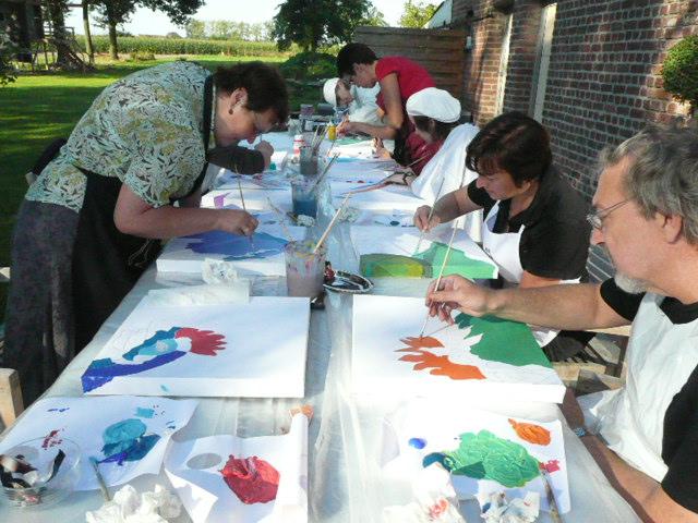 Schilderen in Pop Art - collectief schilderij - Foto