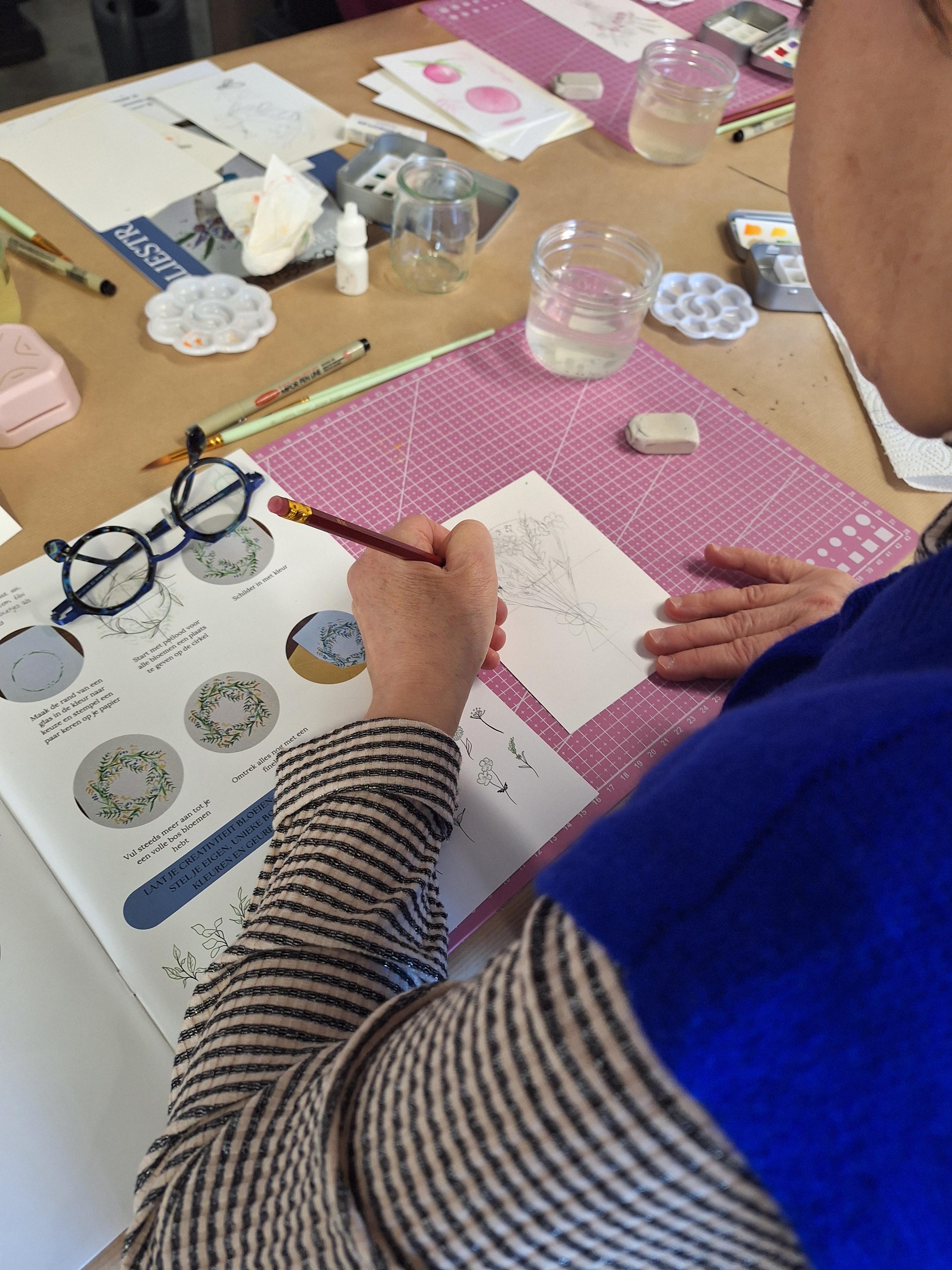 AQUAREL WORKSHOP - BLOEMEN -MECHELEN - Foto