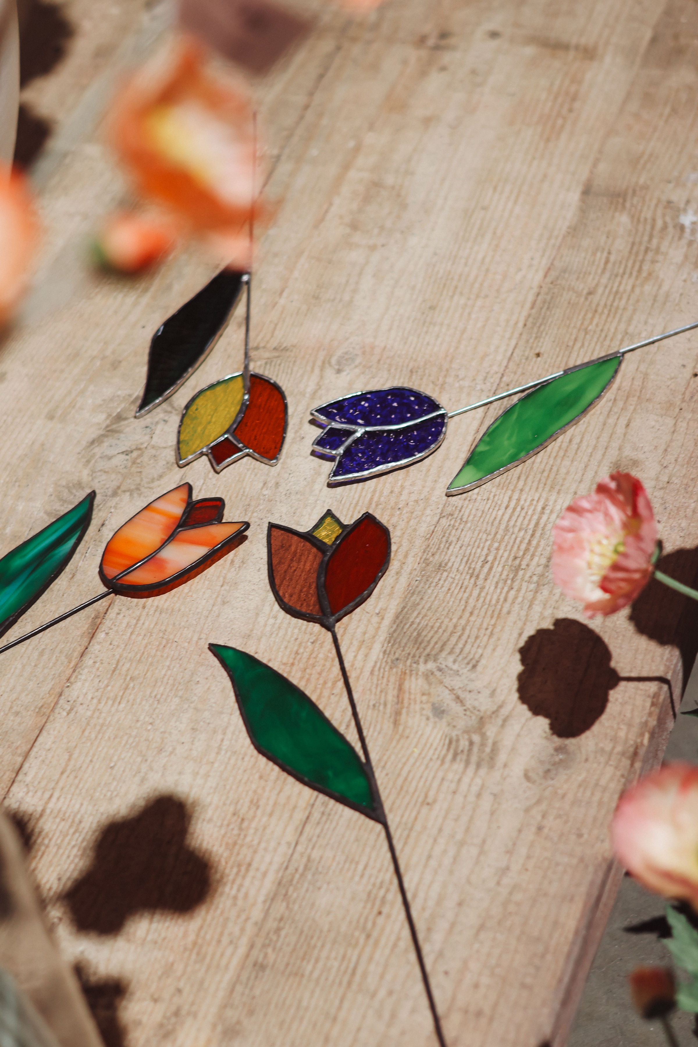 Glas in lood: Cactus / Bloem