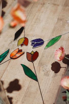 Glas in lood: Cactus / Bloem