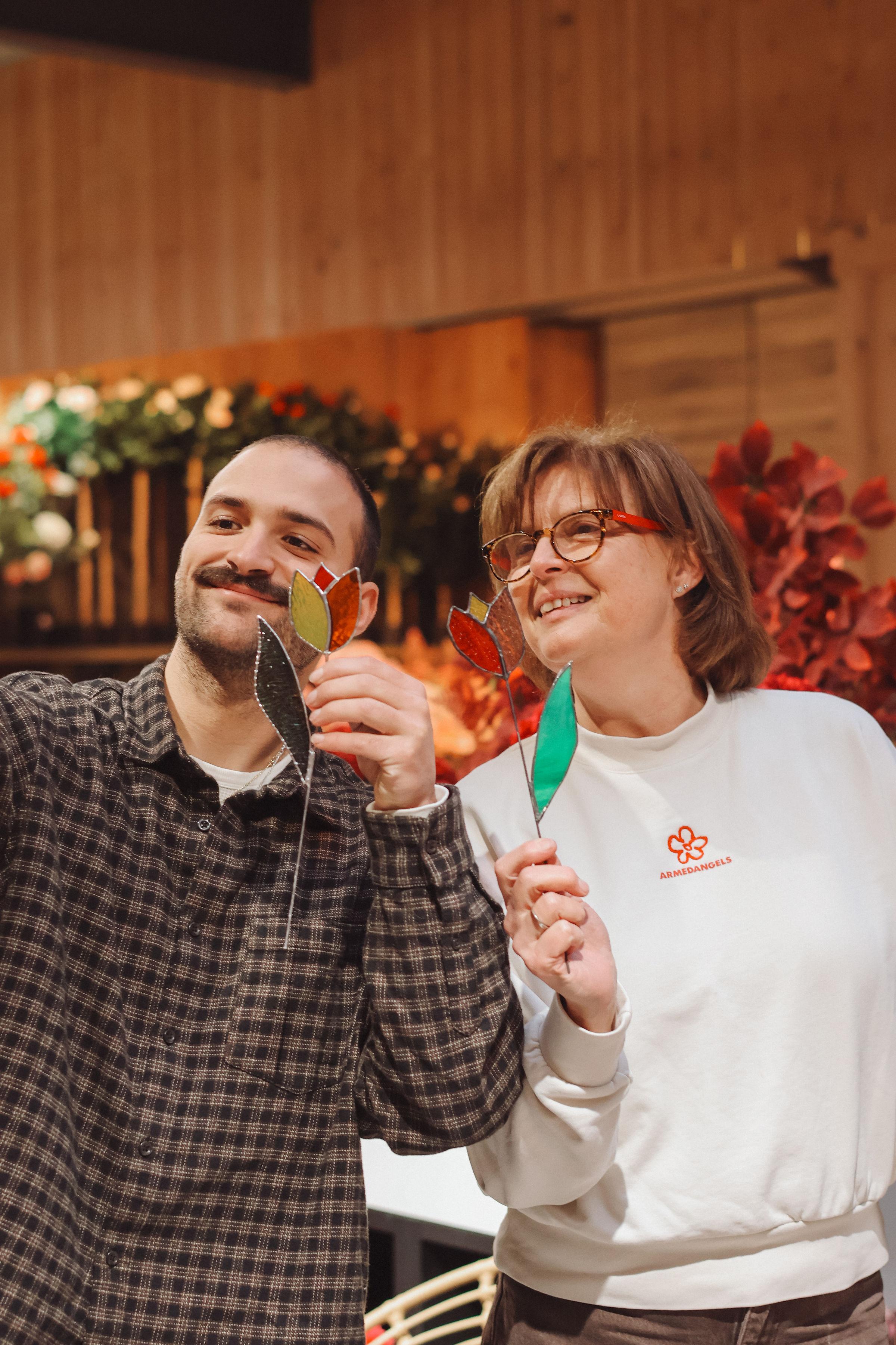 Glas in lood: Cactus / Bloem - Foto