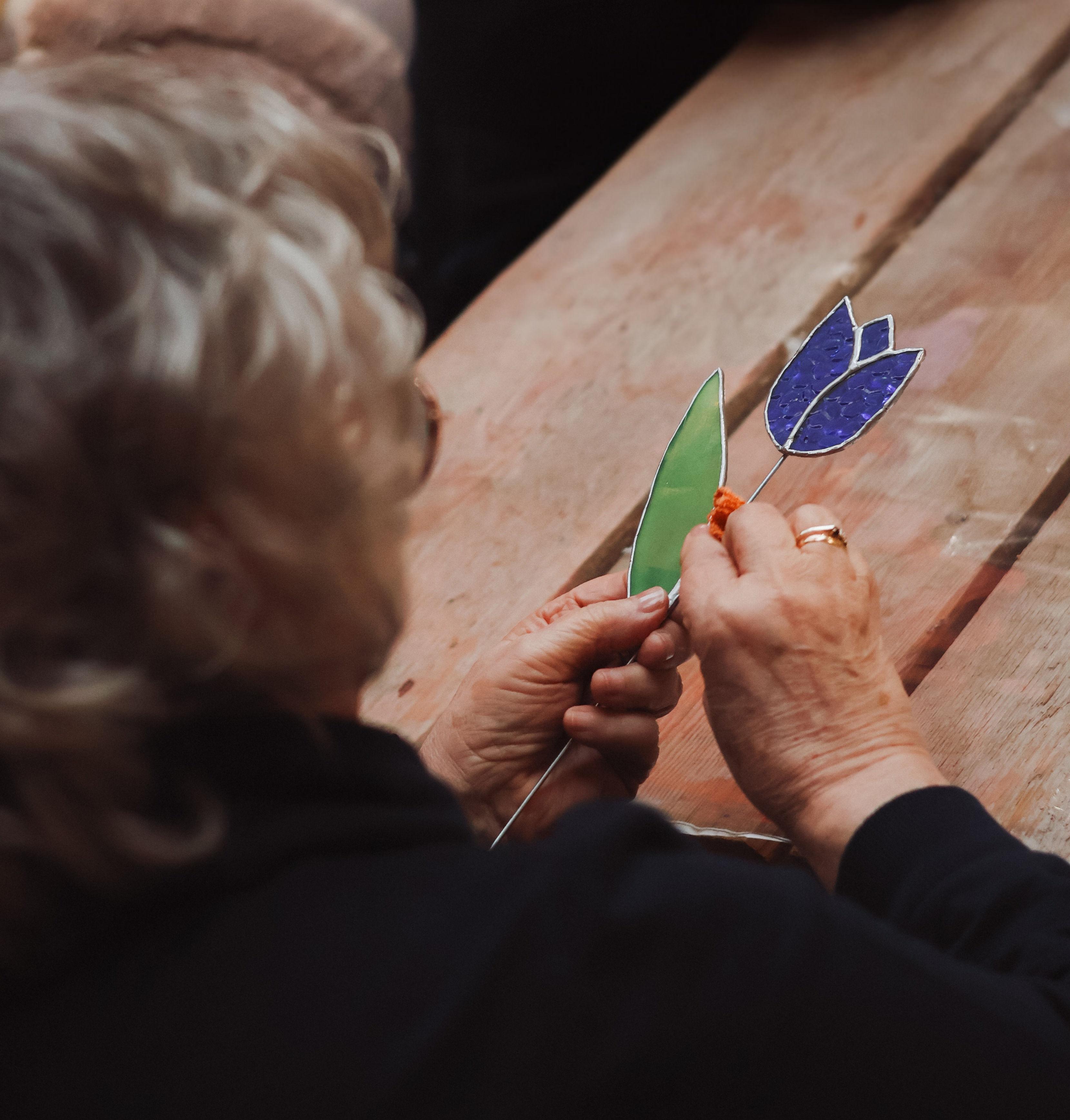 Glas in lood: Cactus / Bloem - Foto