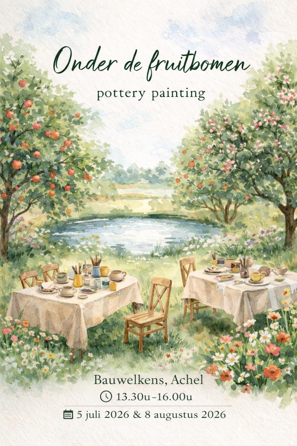 🌿 Onder de fruitbomen — pottery painting - Foto