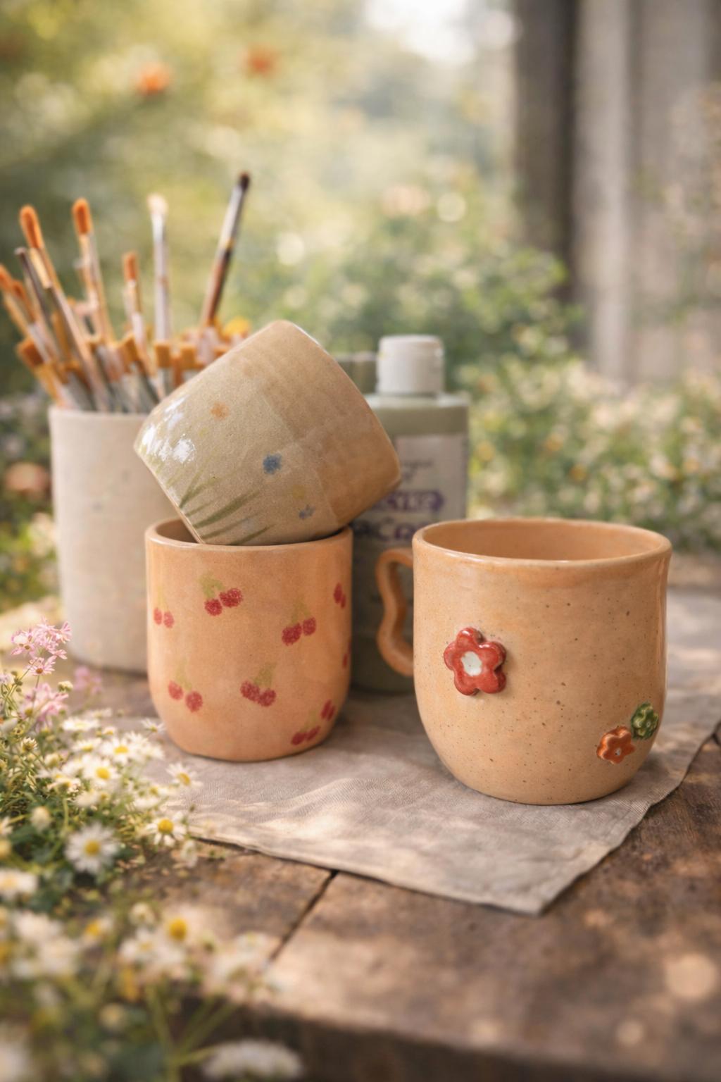 🌿 Onder de fruitbomen — pottery painting - Foto