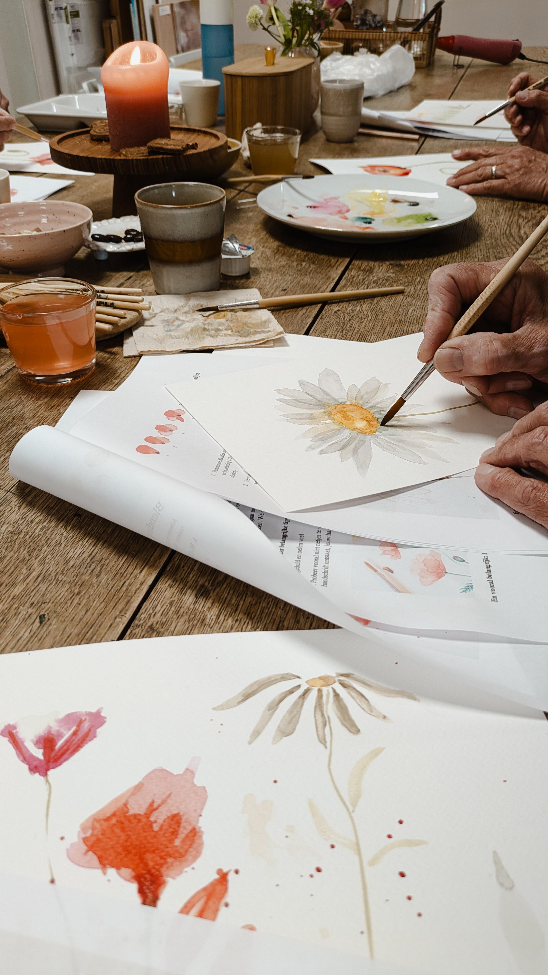 Workshop Aquarel 'Klaprozen & Margrietjes' - Foto