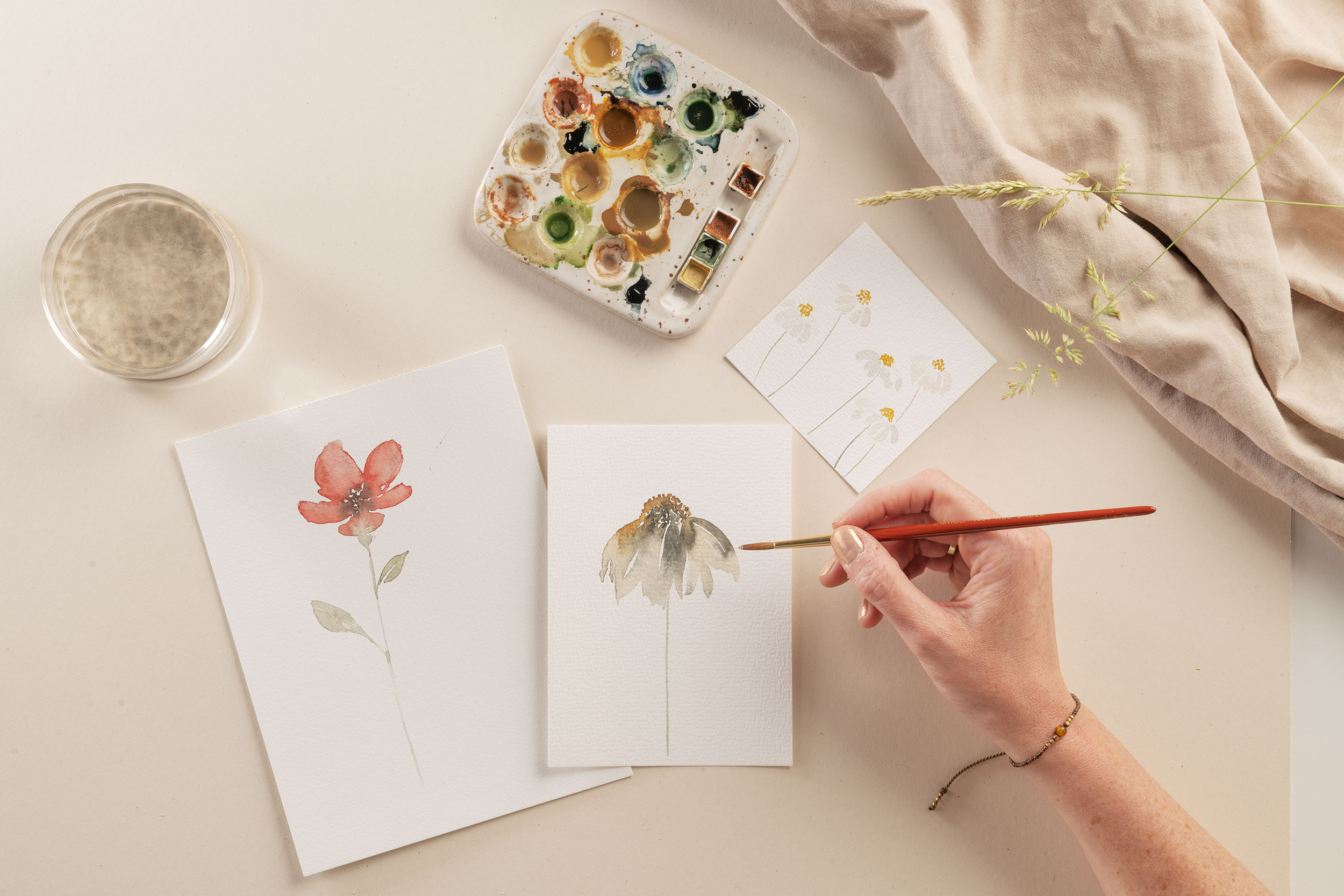 Aquarel workshop: éénvoudige zomerse bloemen creëren