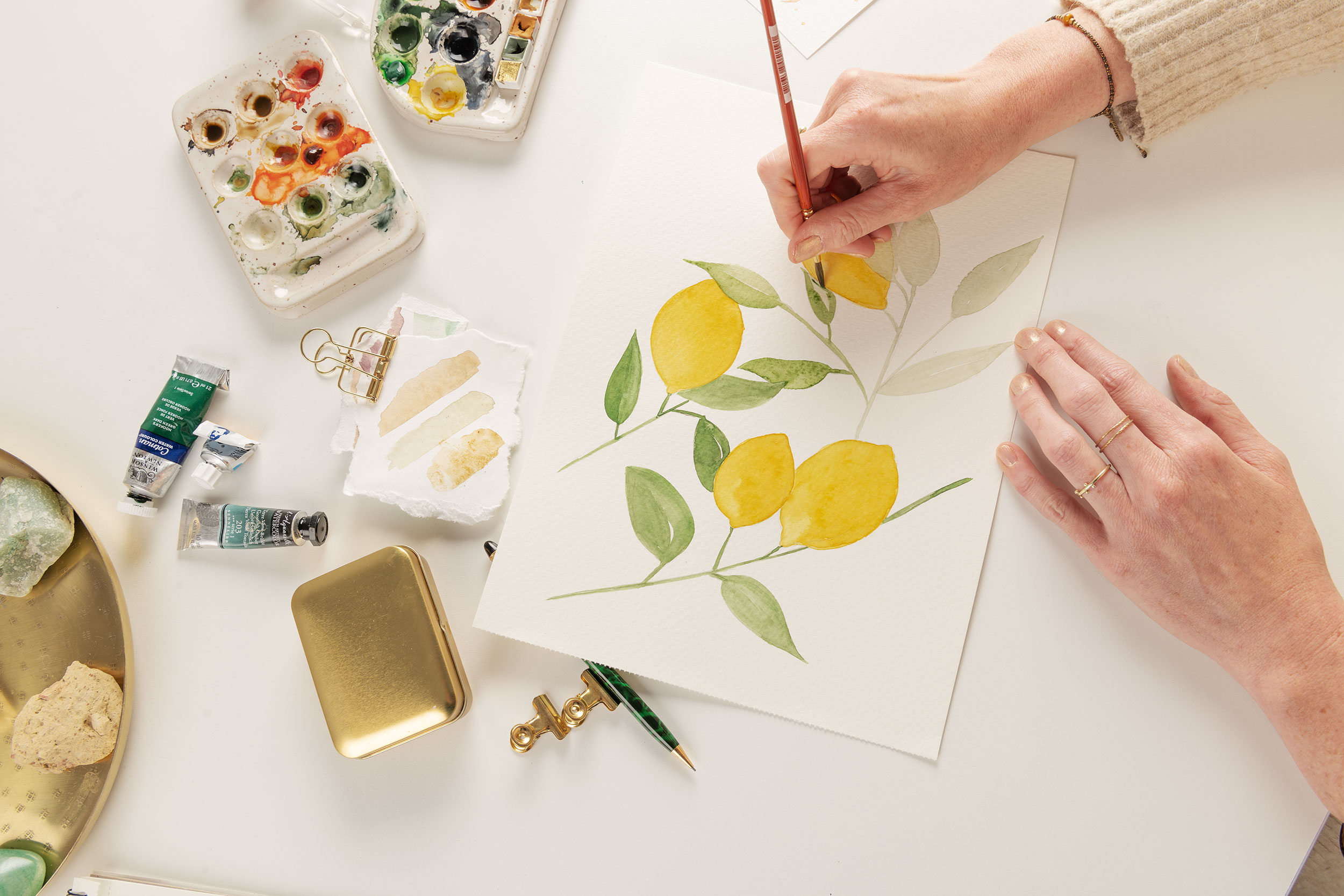 Aquarellen van zomers fruit voor beginners