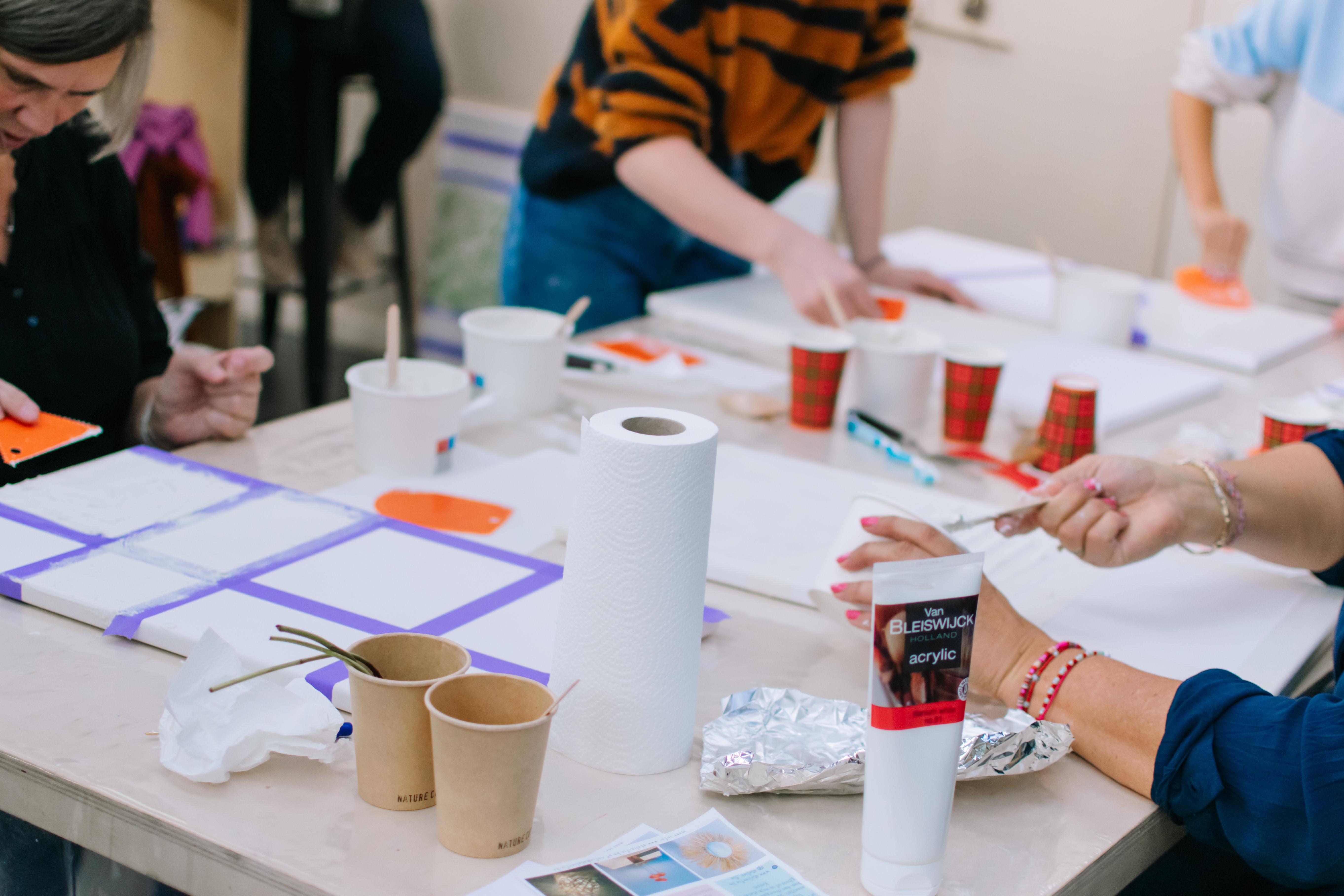 Textuurschilderen op canvas voor events - Foto