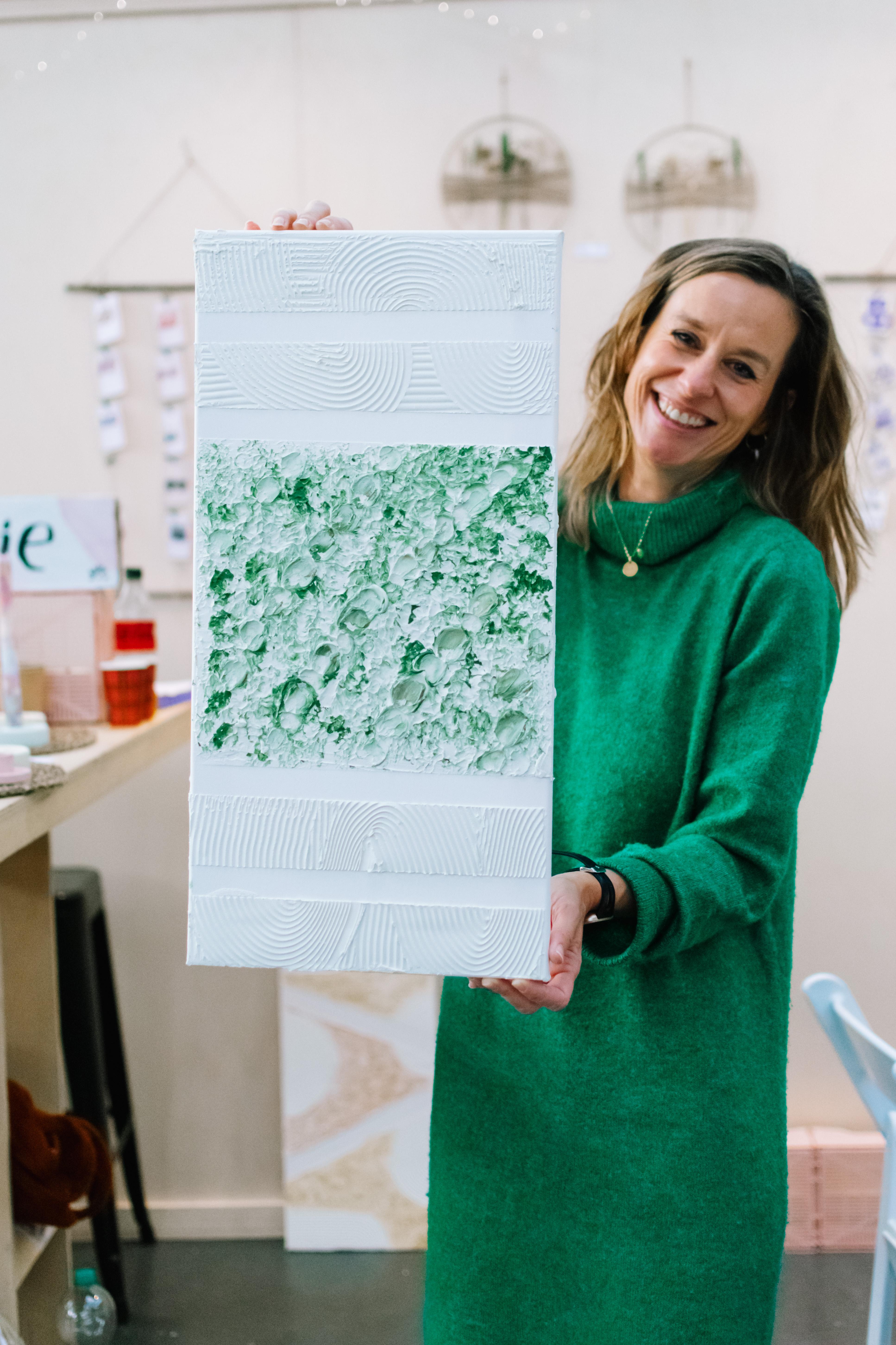 Textuurschilderen op canvas voor events - Foto