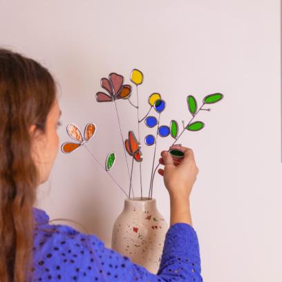 Glas in lood - bloemen boeket