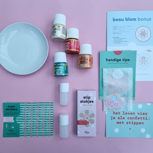 DIY Pakket inclusief online videocursus Stippen op keramiek - Foto