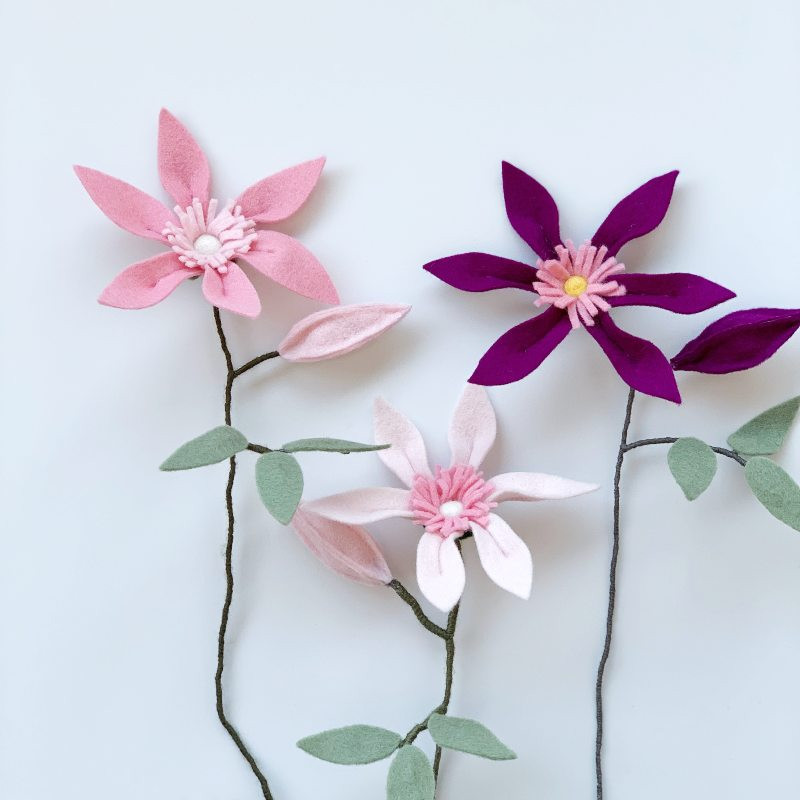 Vilten clematis maken DIY pakket & online workshop - Foto