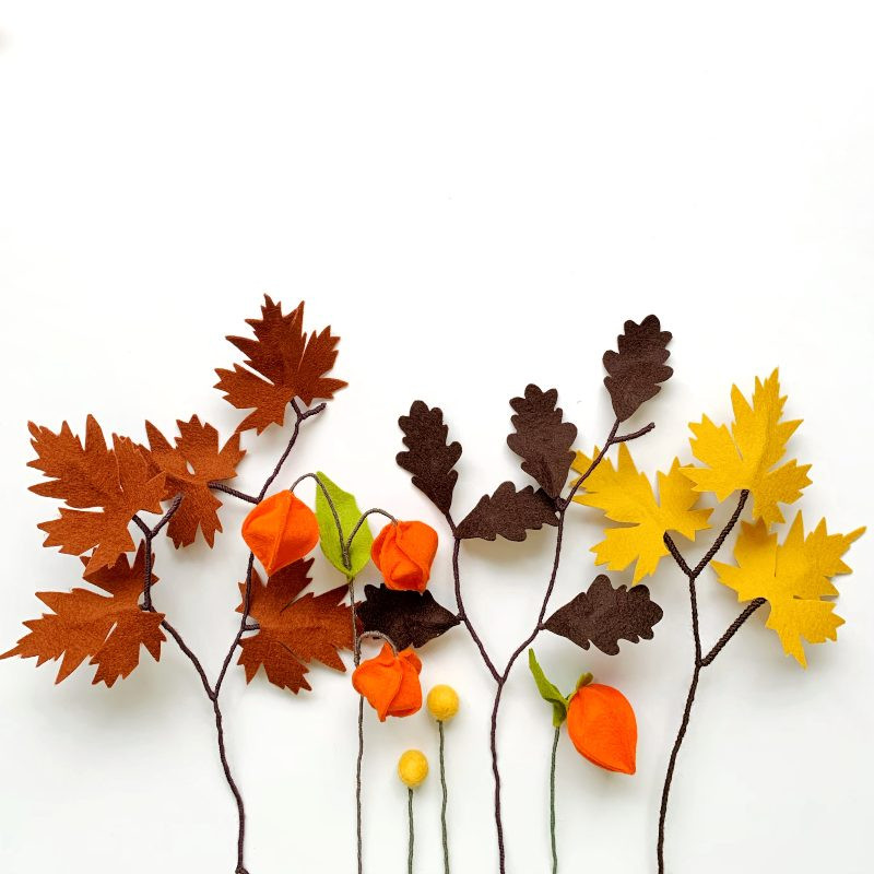 DIY pakket & online workshop vilten: herfst "blad en bloem" - Foto
