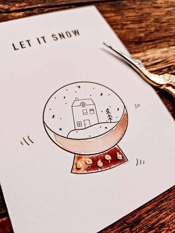 8 Leutige Kerstkaarten + borduurset DIY pakket - Foto