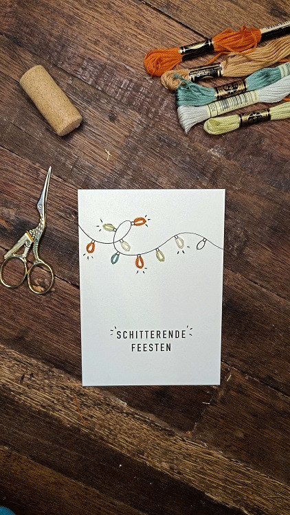 8 Leutige Kerstkaarten + borduurset DIY pakket - Foto