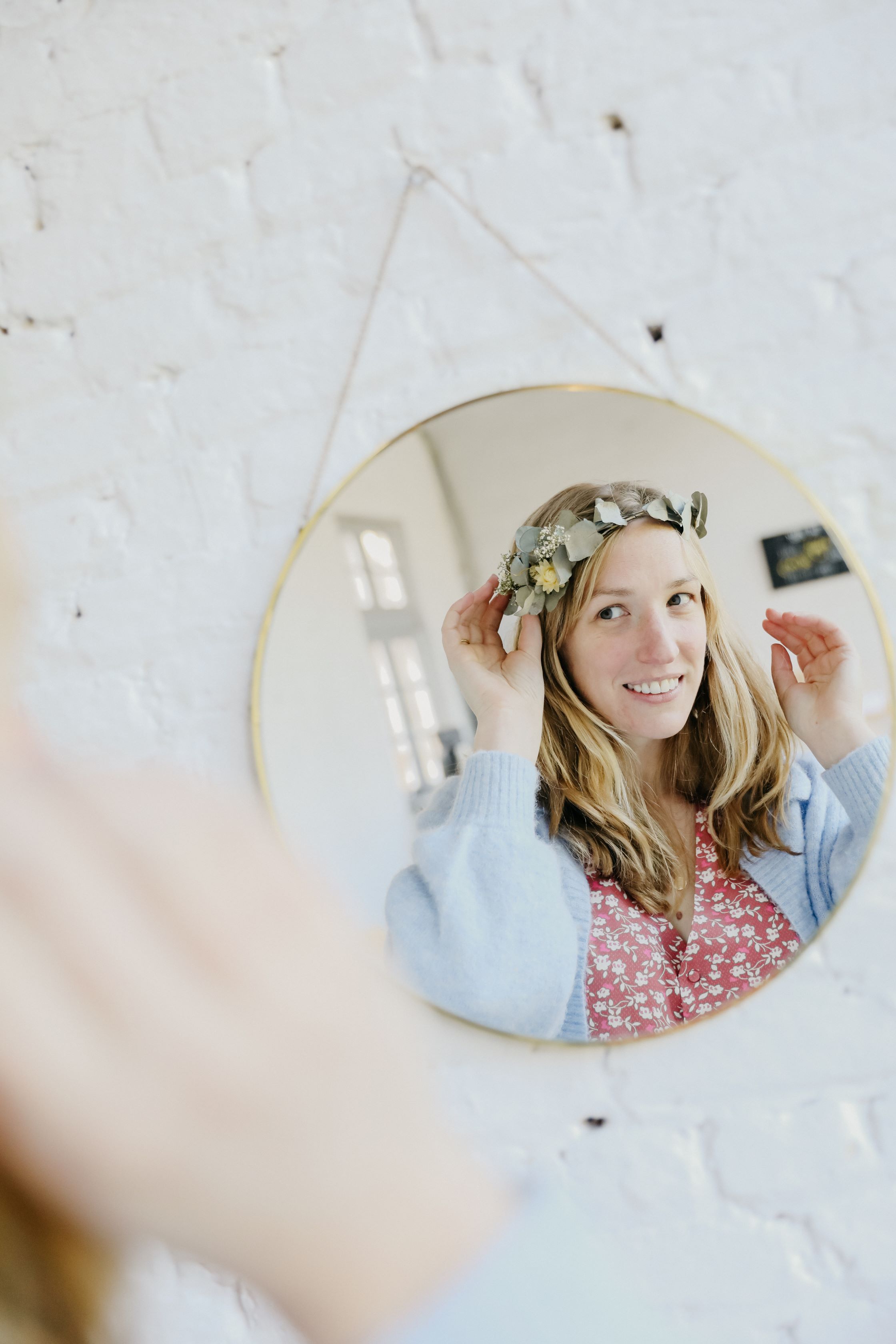 Bloemenkroon met droogbloemen Mini Workshop voor events - Foto