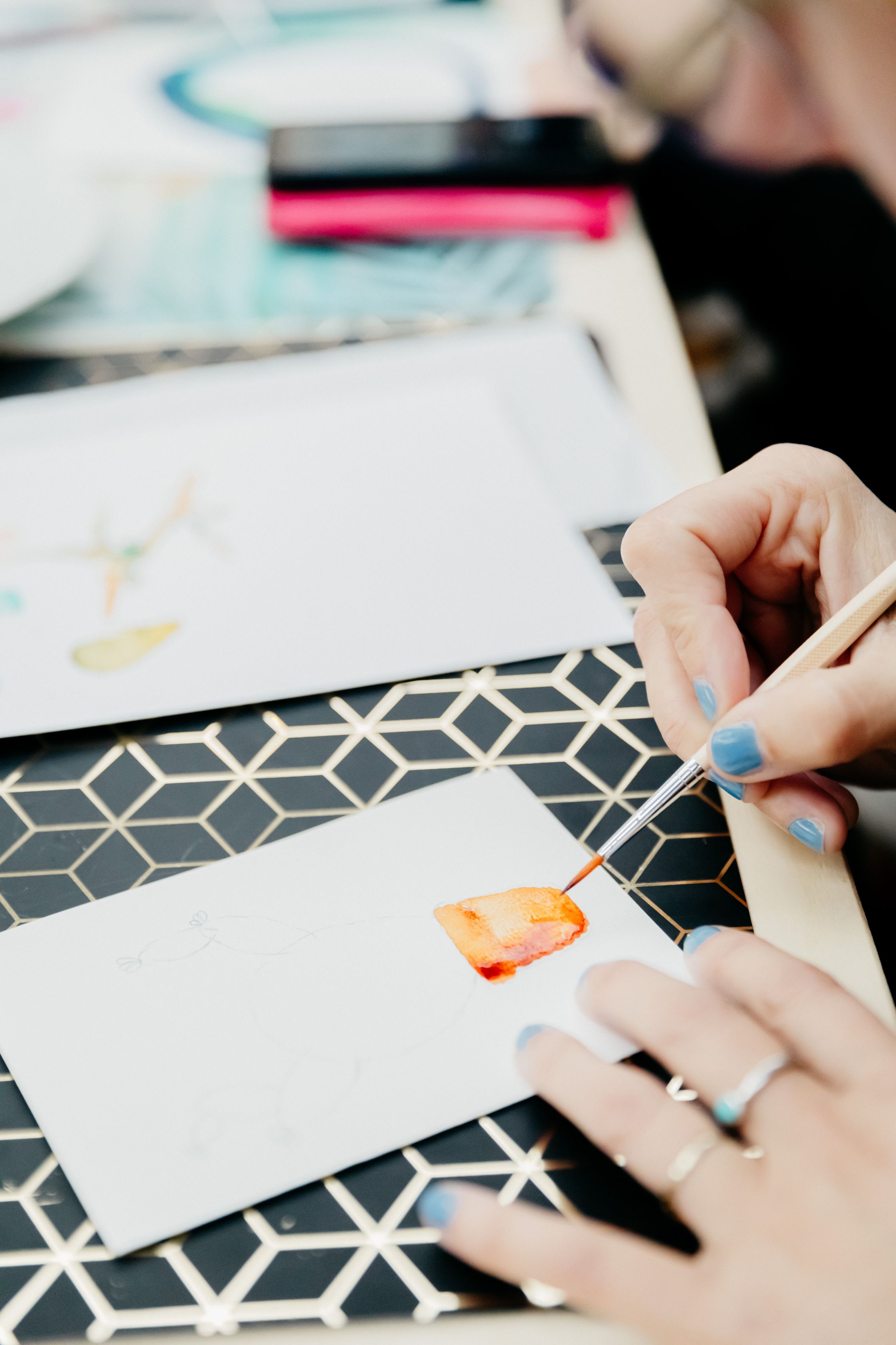 Waterverven als teamuitje - Foto