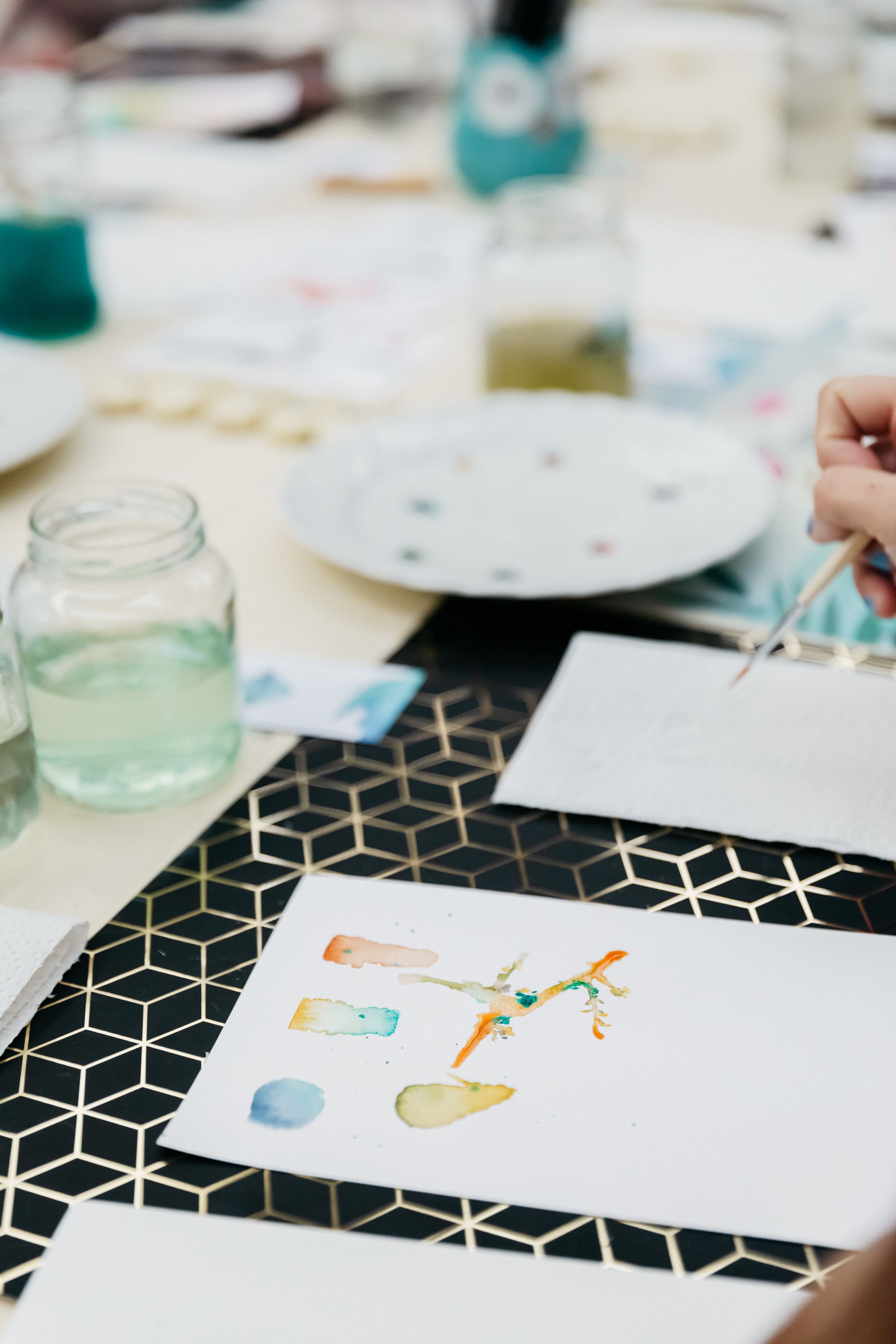 Waterverven als teamuitje - Foto